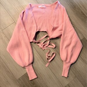 Pink Ribbed Tie-Back ballet core Top